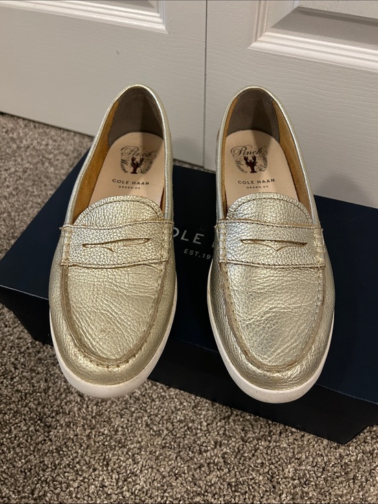 Cole Haan Shoes - Cole Haan Gold Leather Penny Loafers